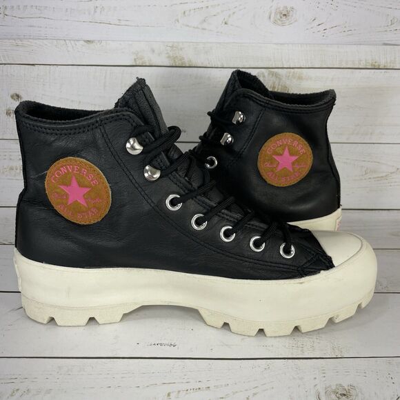 Converse Chuck Taylor All Star Lugged Womens Size 6 Black Leather Chunky - Picture 6 of 11